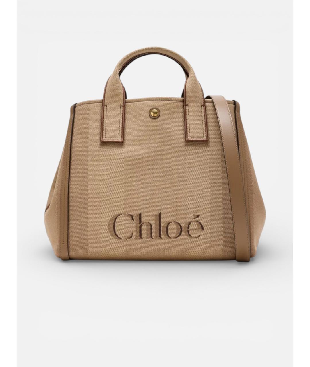 CHLOE Бежевая хлопковая сумка тоут, фото 4