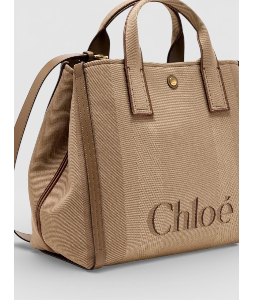 CHLOE Бежевая хлопковая сумка тоут, фото 2