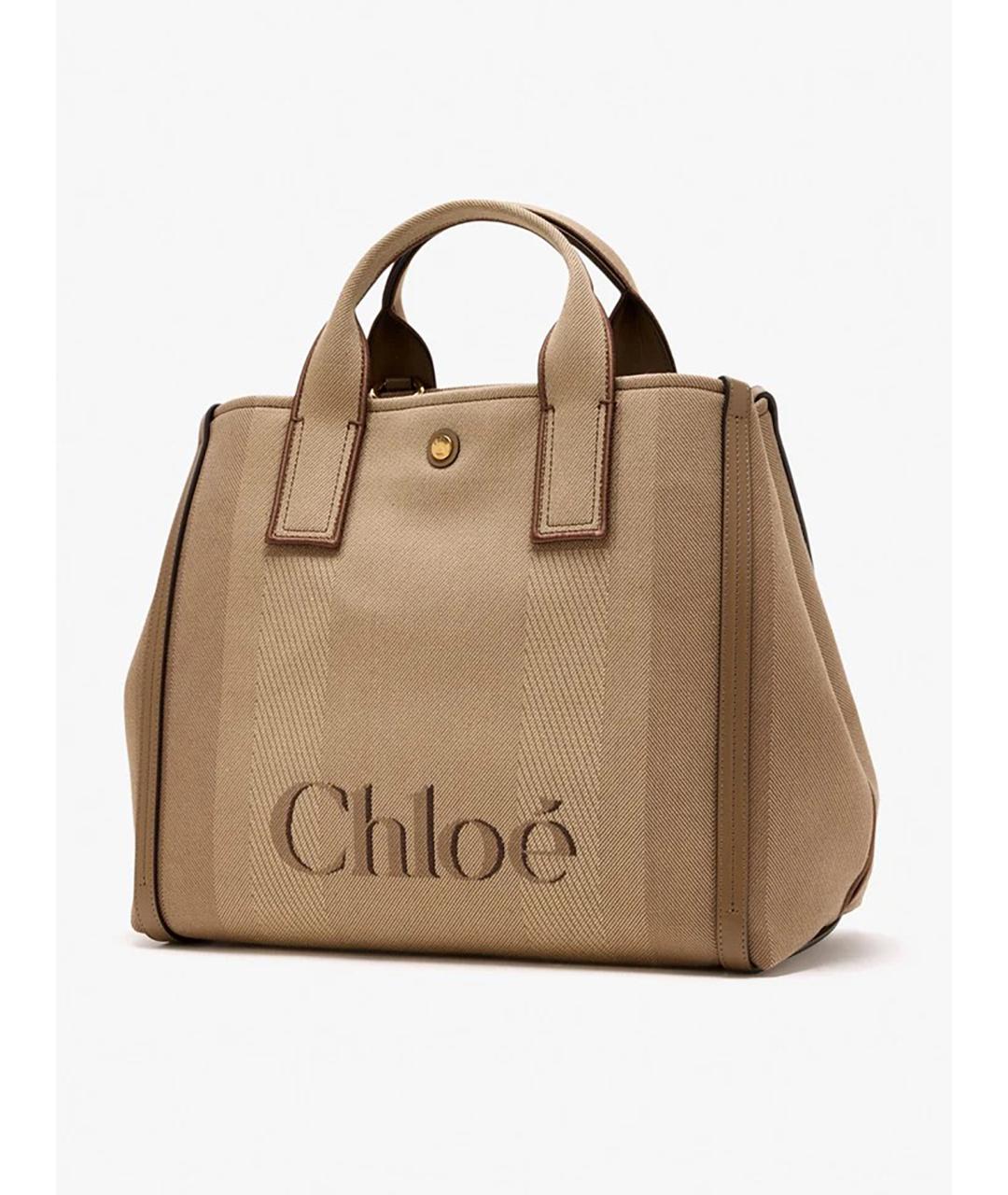CHLOE Бежевая хлопковая сумка тоут, фото 3