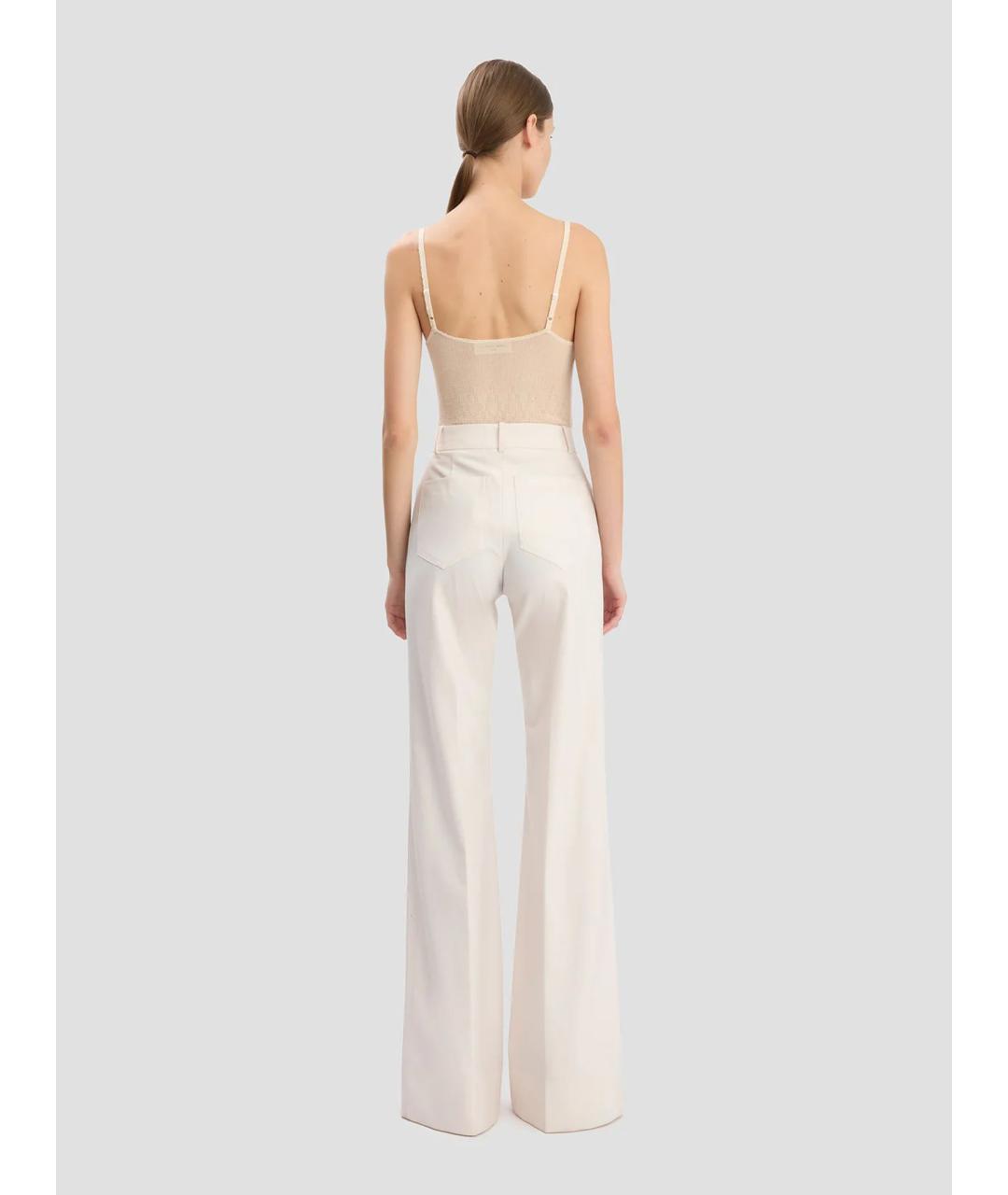 VICTORIA BECKHAM Бежевые полиэстеровые брюки широкие, фото 4