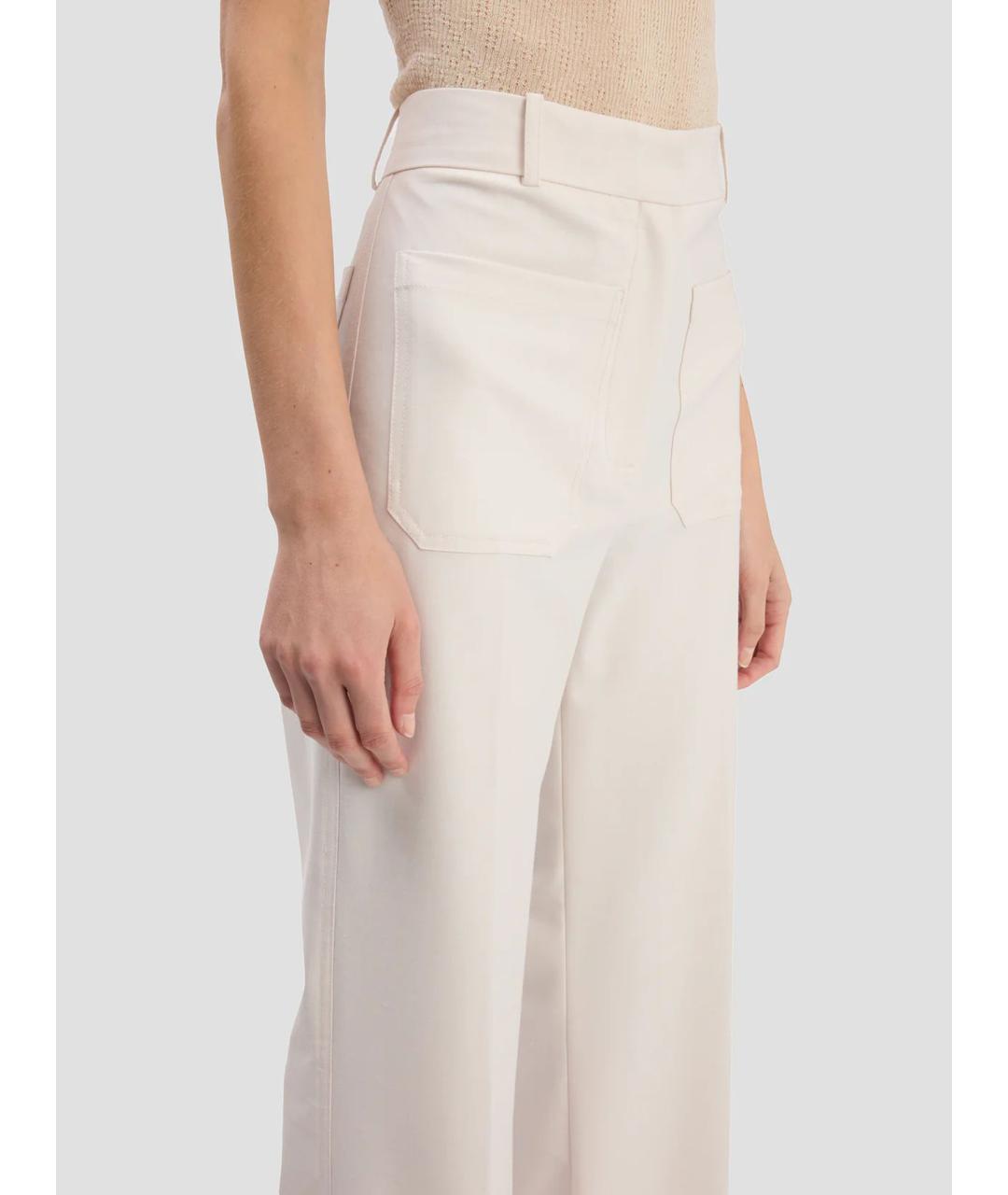 VICTORIA BECKHAM Бежевые полиэстеровые брюки широкие, фото 5