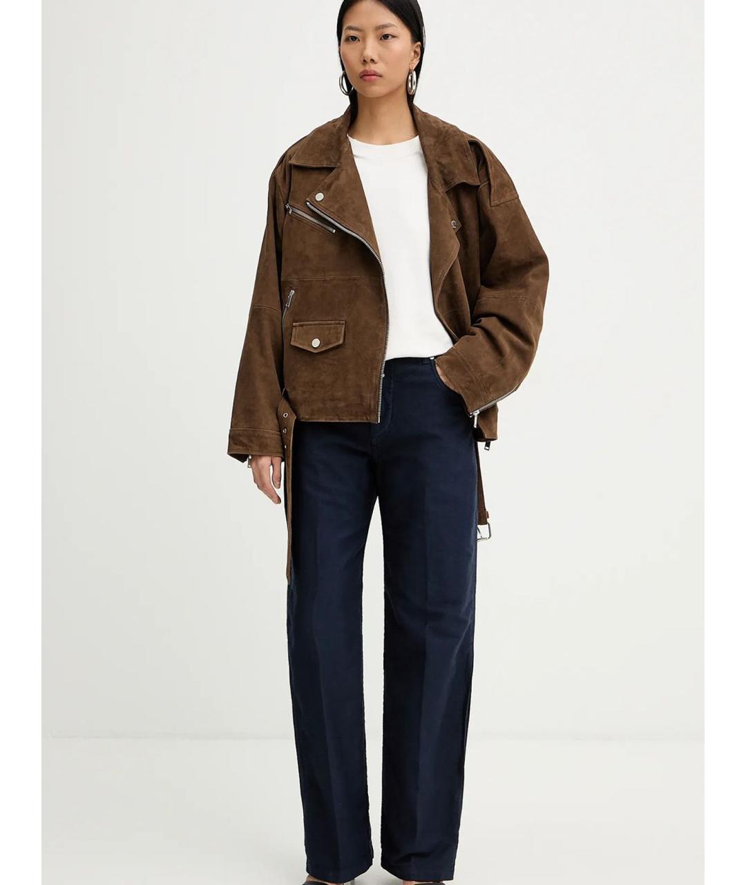 VICTORIA BECKHAM Темно-синие хлопковые прямые джинсы, фото 2