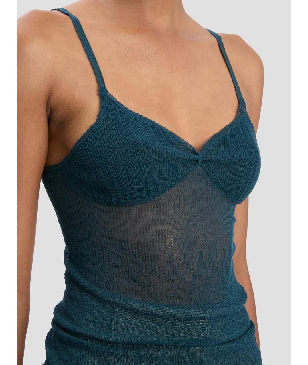 VICTORIA BECKHAM Бирюзовая хлопковая майка, фото 5