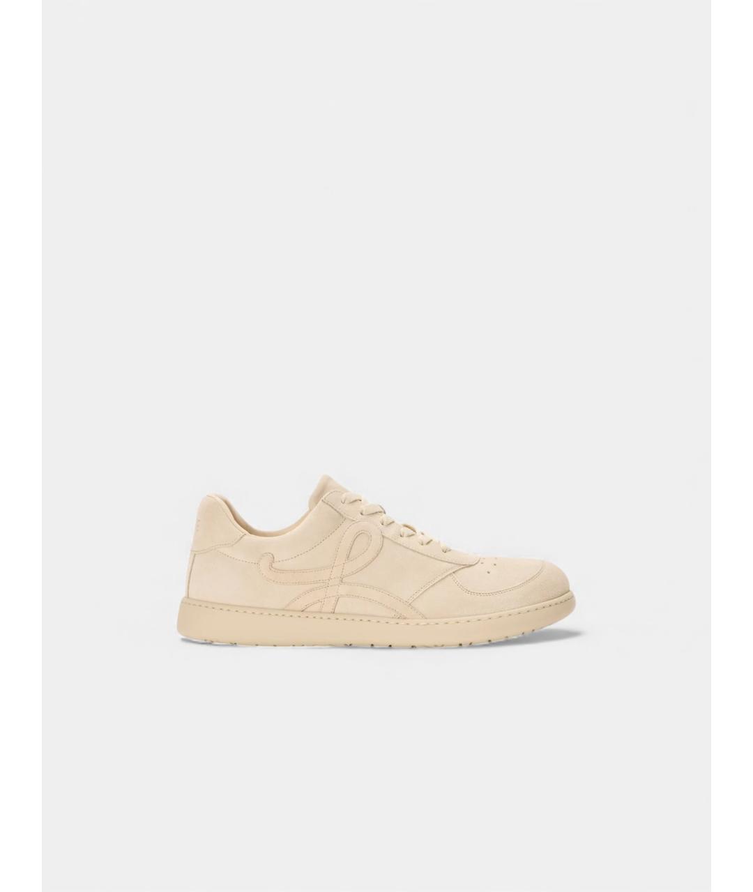 LOEWE Бежевые замшевые кеды, фото 6