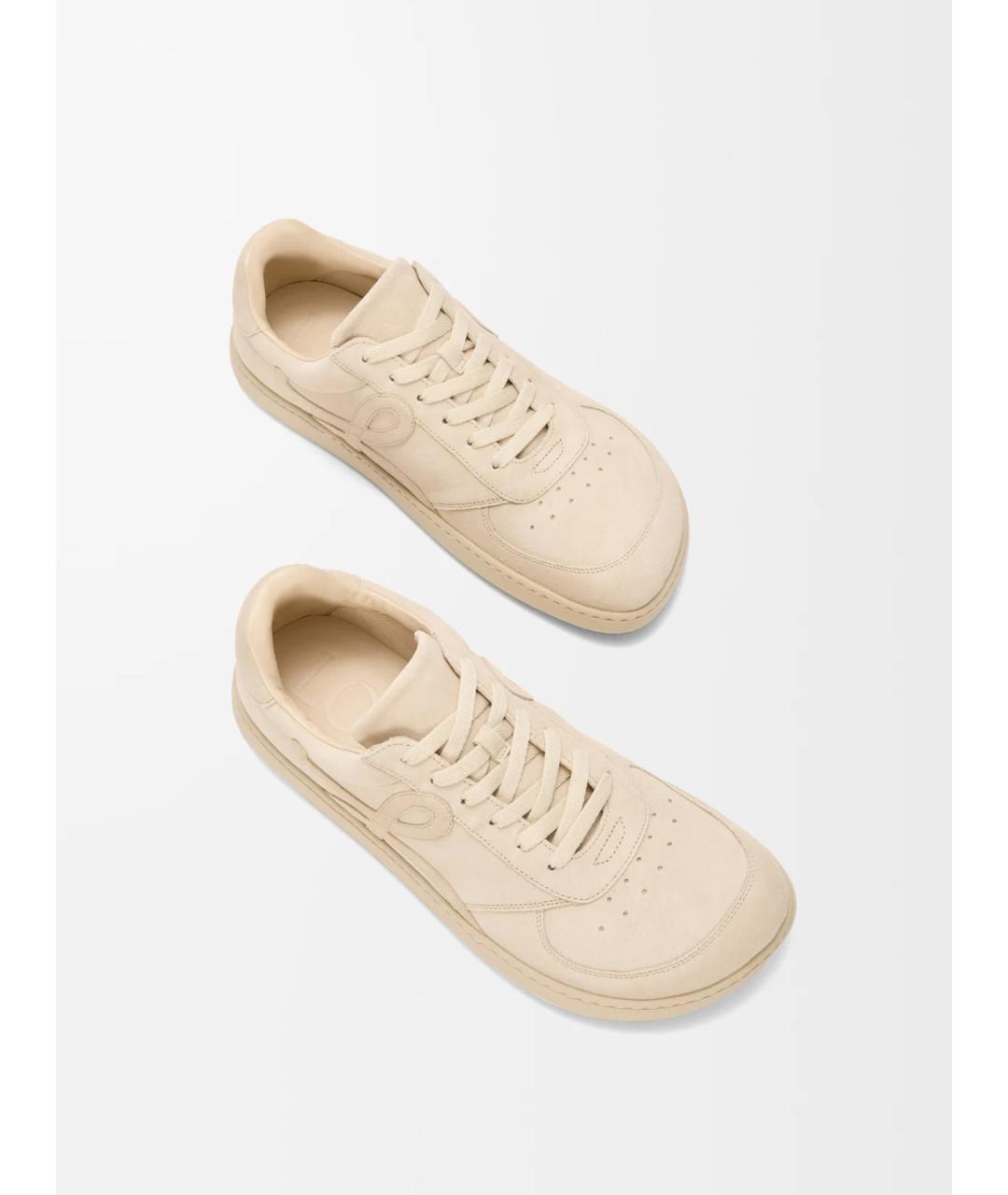 LOEWE Бежевые замшевые кеды, фото 5