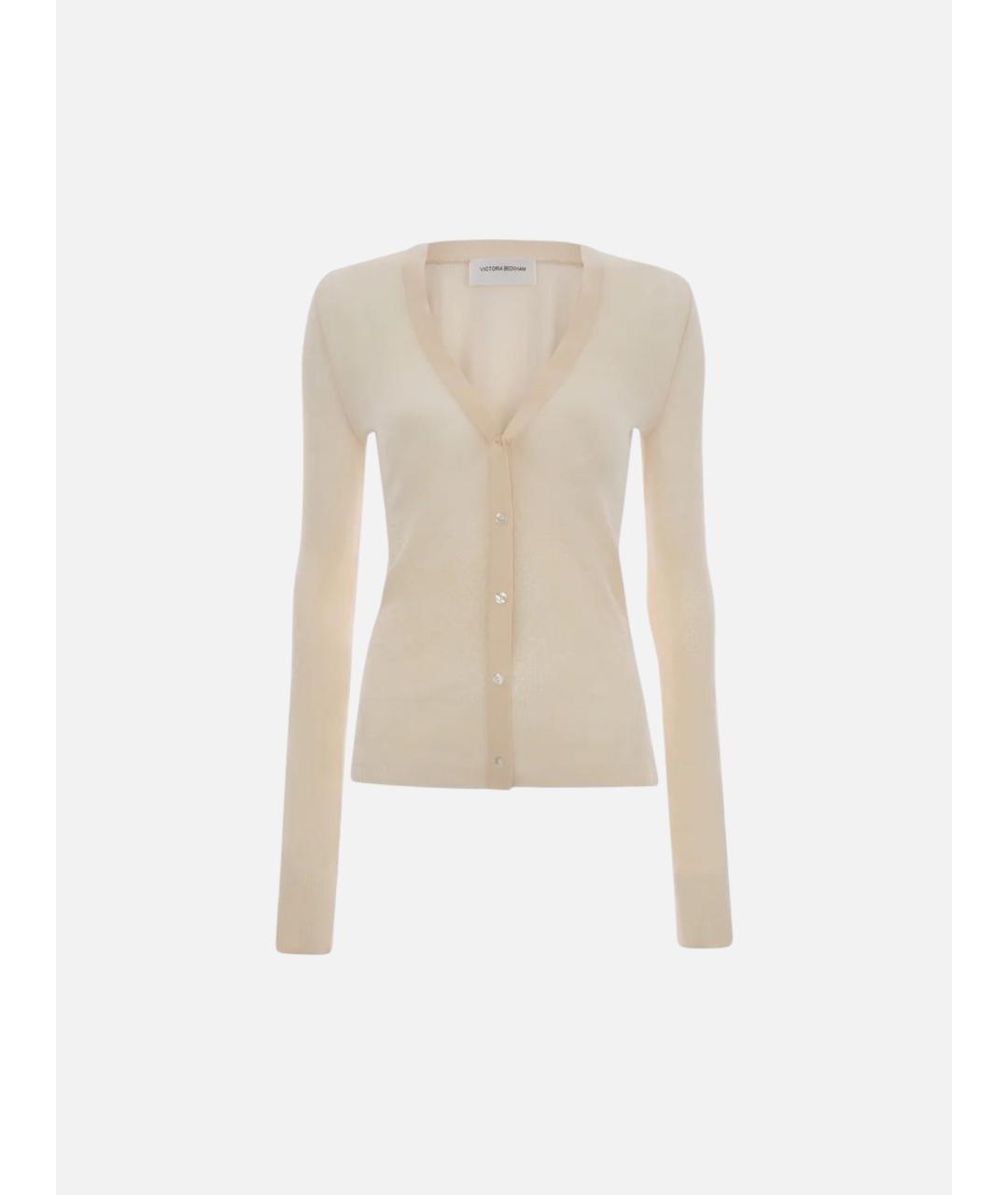 VICTORIA BECKHAM Бежевый хлопковый кардиган, фото 1