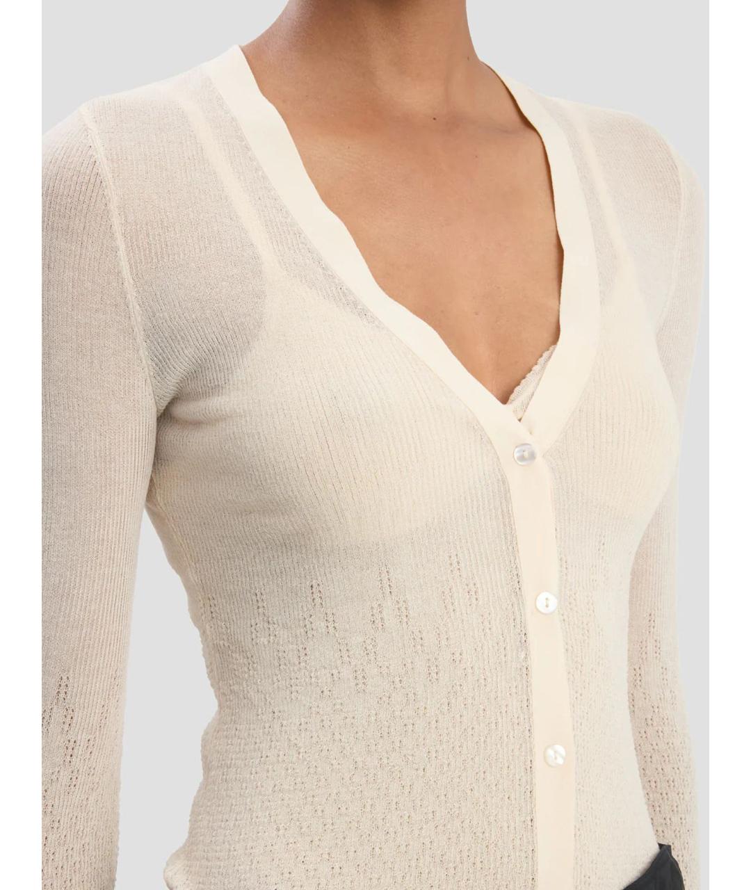 VICTORIA BECKHAM Бежевый хлопковый кардиган, фото 5