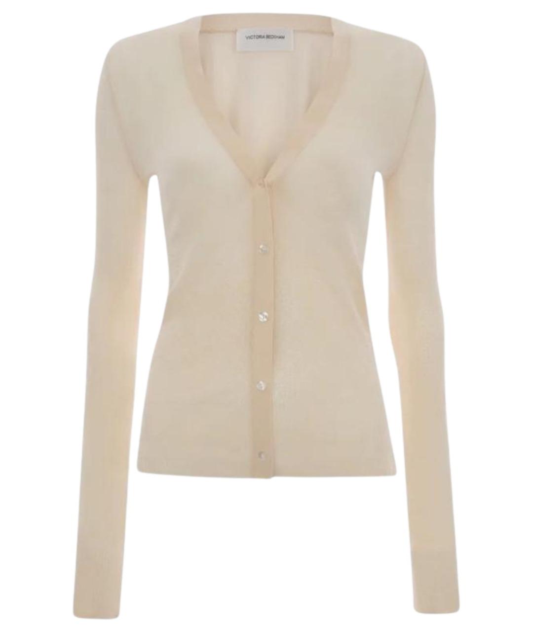 VICTORIA BECKHAM Бежевый хлопковый кардиган, фото 1