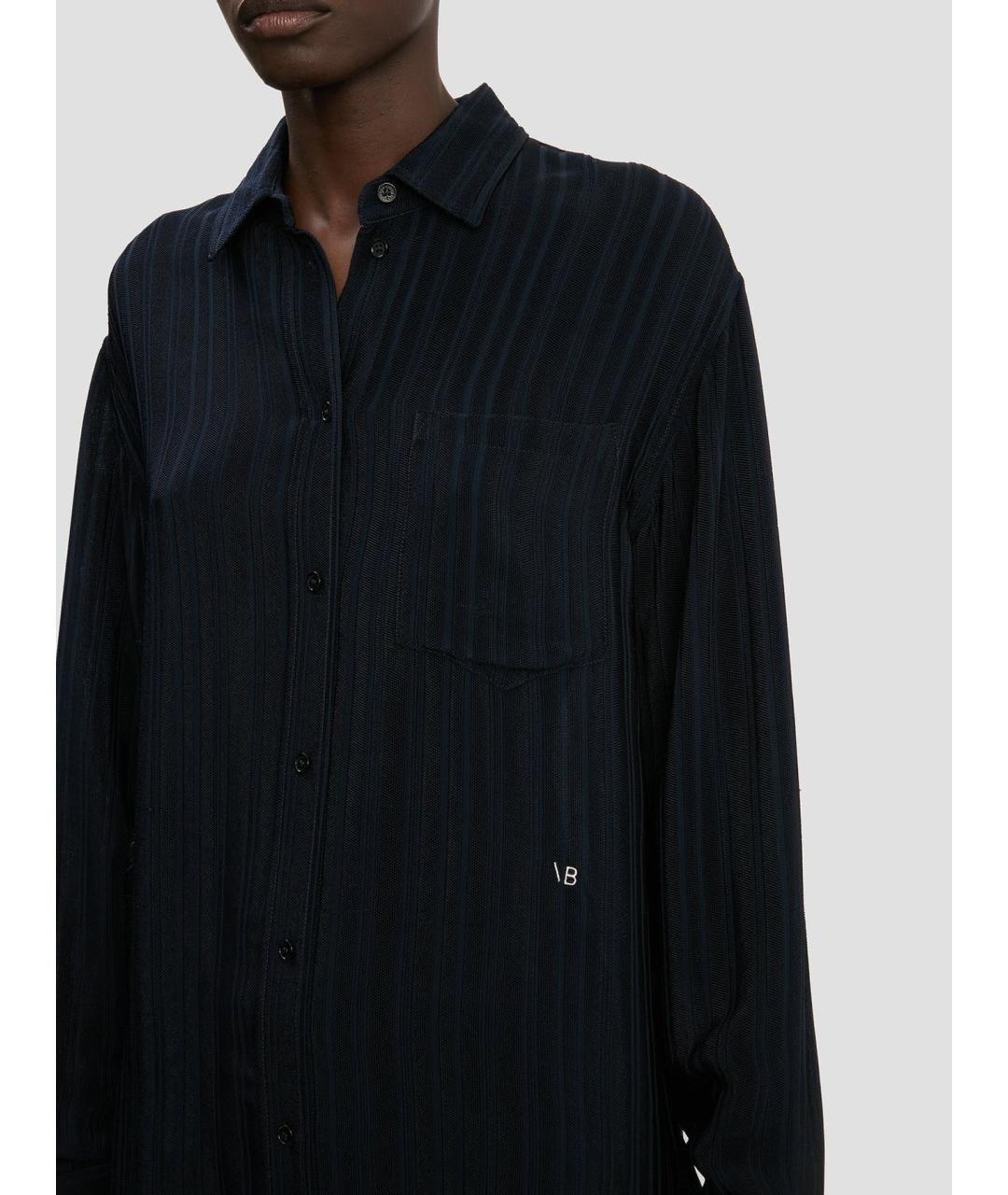 VICTORIA BECKHAM Темно-синяя вискозная рубашка, фото 2