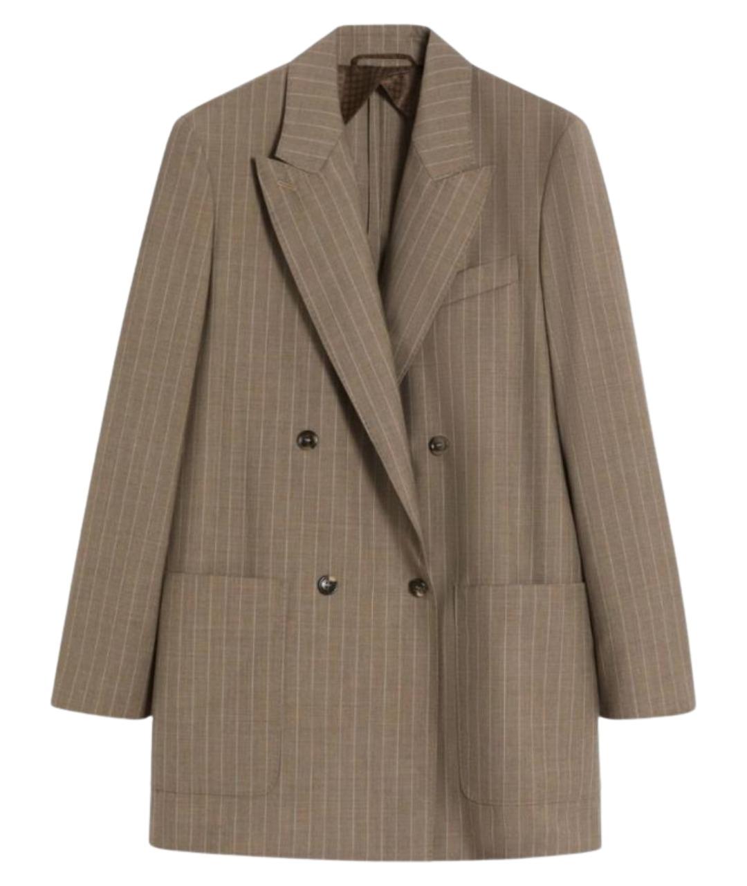 MAX MARA Коричневый шерстяной жакет/пиджак, фото 1