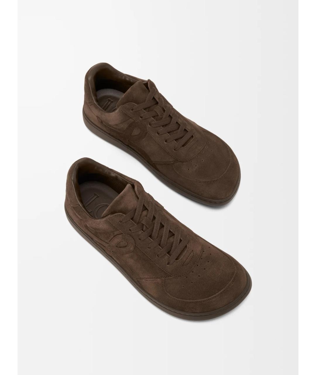 LOEWE Коричневые замшевые кеды, фото 3