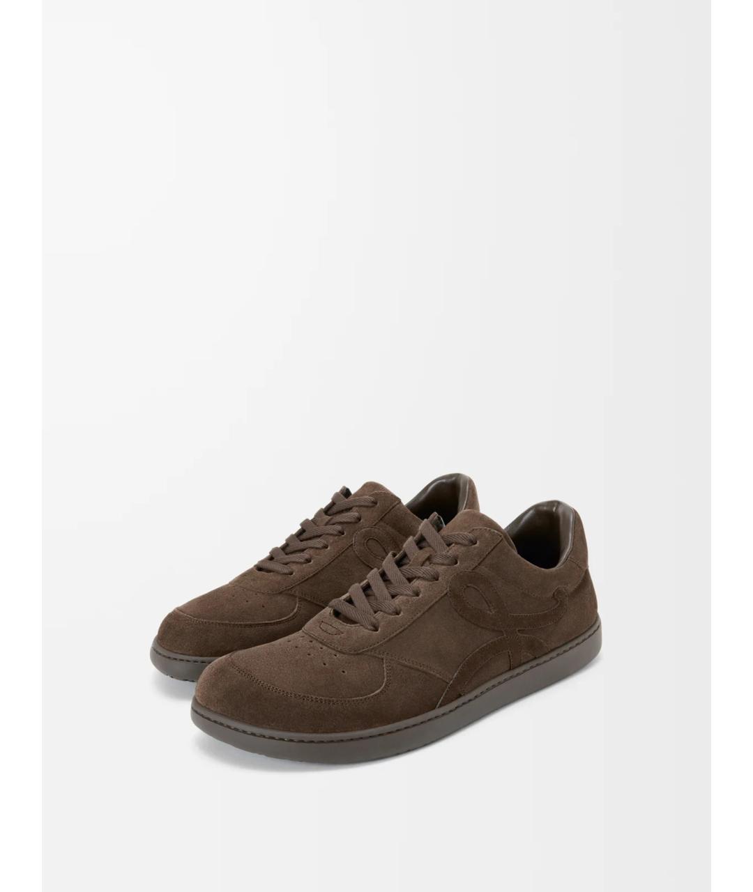 LOEWE Коричневые замшевые кеды, фото 2
