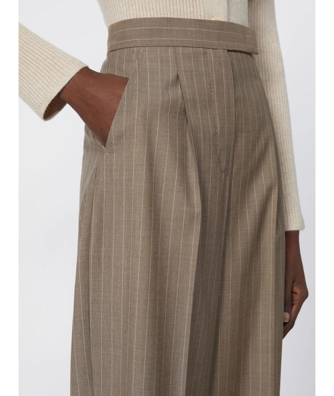 MAX MARA Бежевые шерстяные прямые брюки, фото 5
