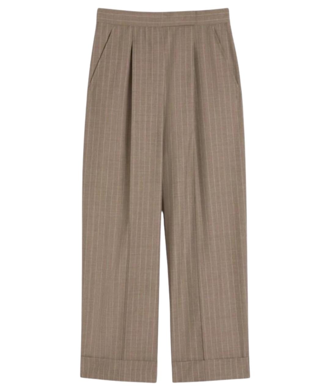 MAX MARA Бежевые шерстяные прямые брюки, фото 1