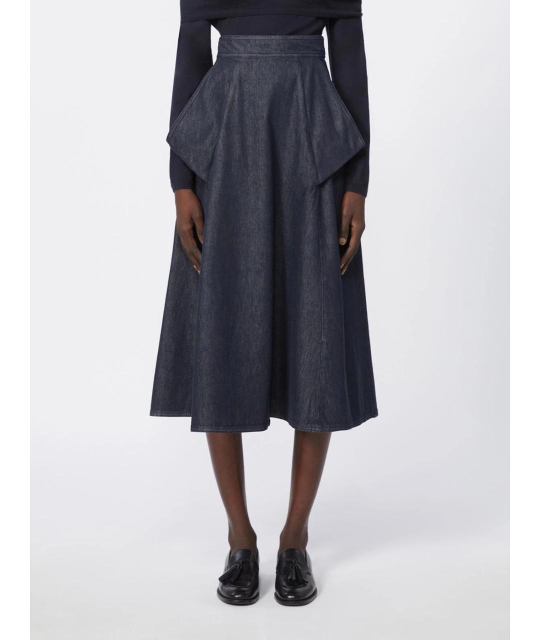 MAX MARA Синяя хлопковая юбка миди, фото 3
