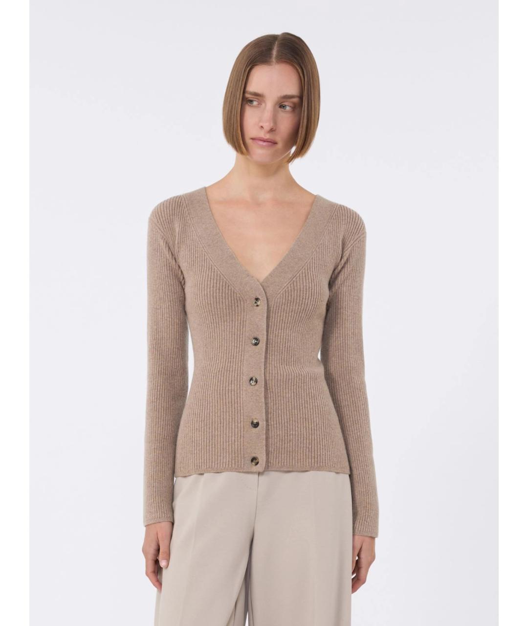MAX MARA Бежевый шерстяной кардиган, фото 3