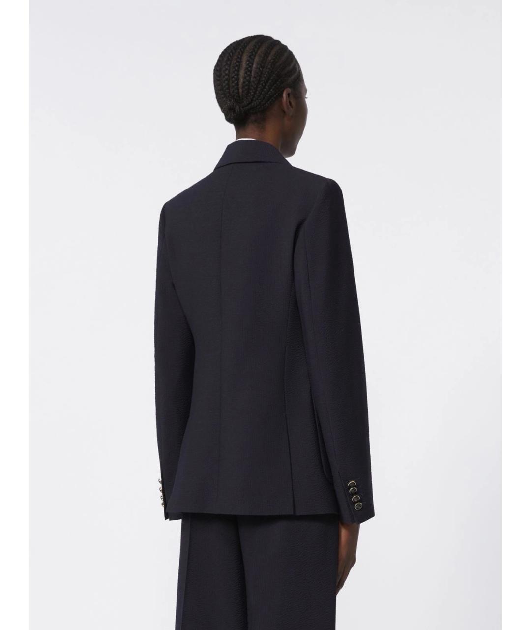 MAX MARA Темно-синий шерстяной жакет/пиджак, фото 4