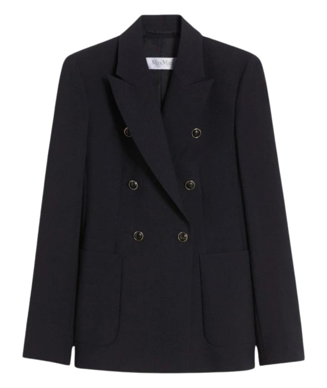 MAX MARA Темно-синий шерстяной жакет/пиджак, фото 1