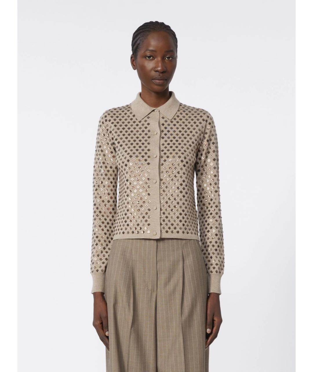 MAX MARA Бежевый шерстяной кардиган, фото 3