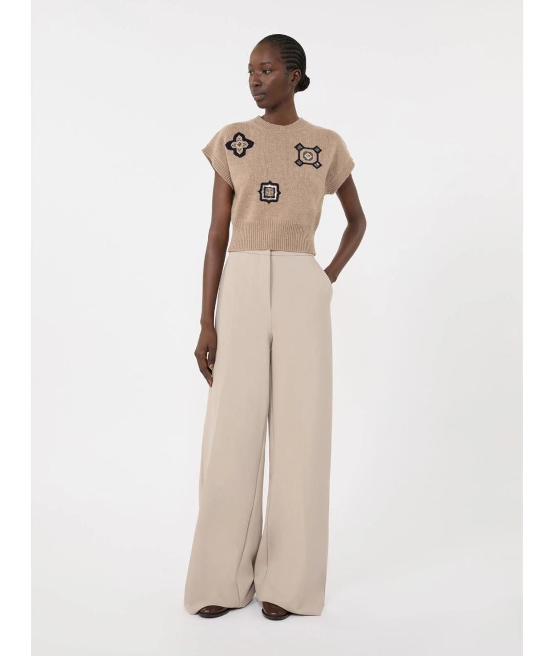 MAX MARA Бежевые вискозные брюки широкие, фото 2
