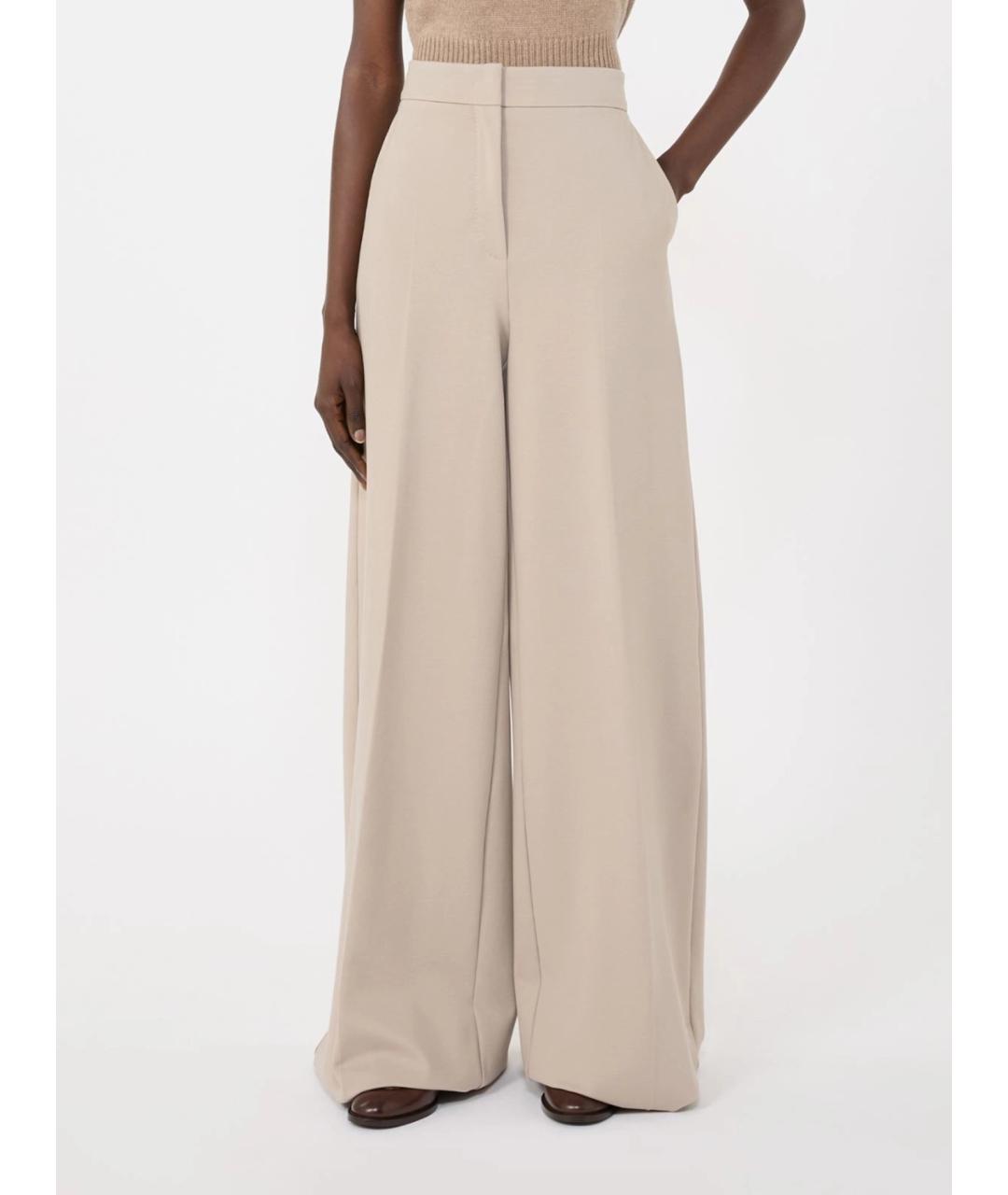 MAX MARA Бежевые вискозные брюки широкие, фото 3