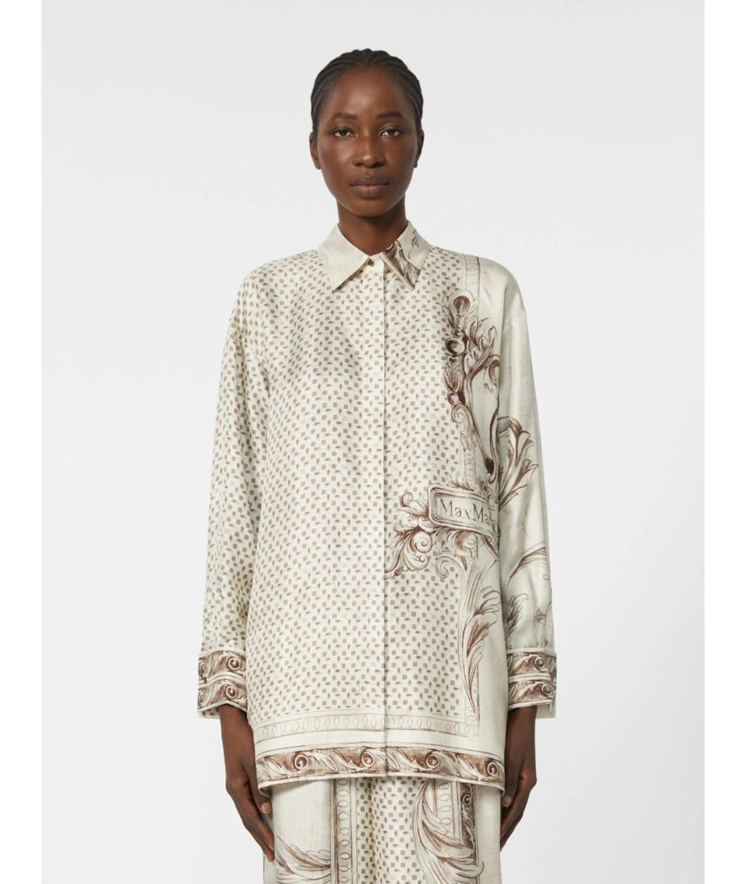 MAX MARA Бежевая шелковая рубашка, фото 3