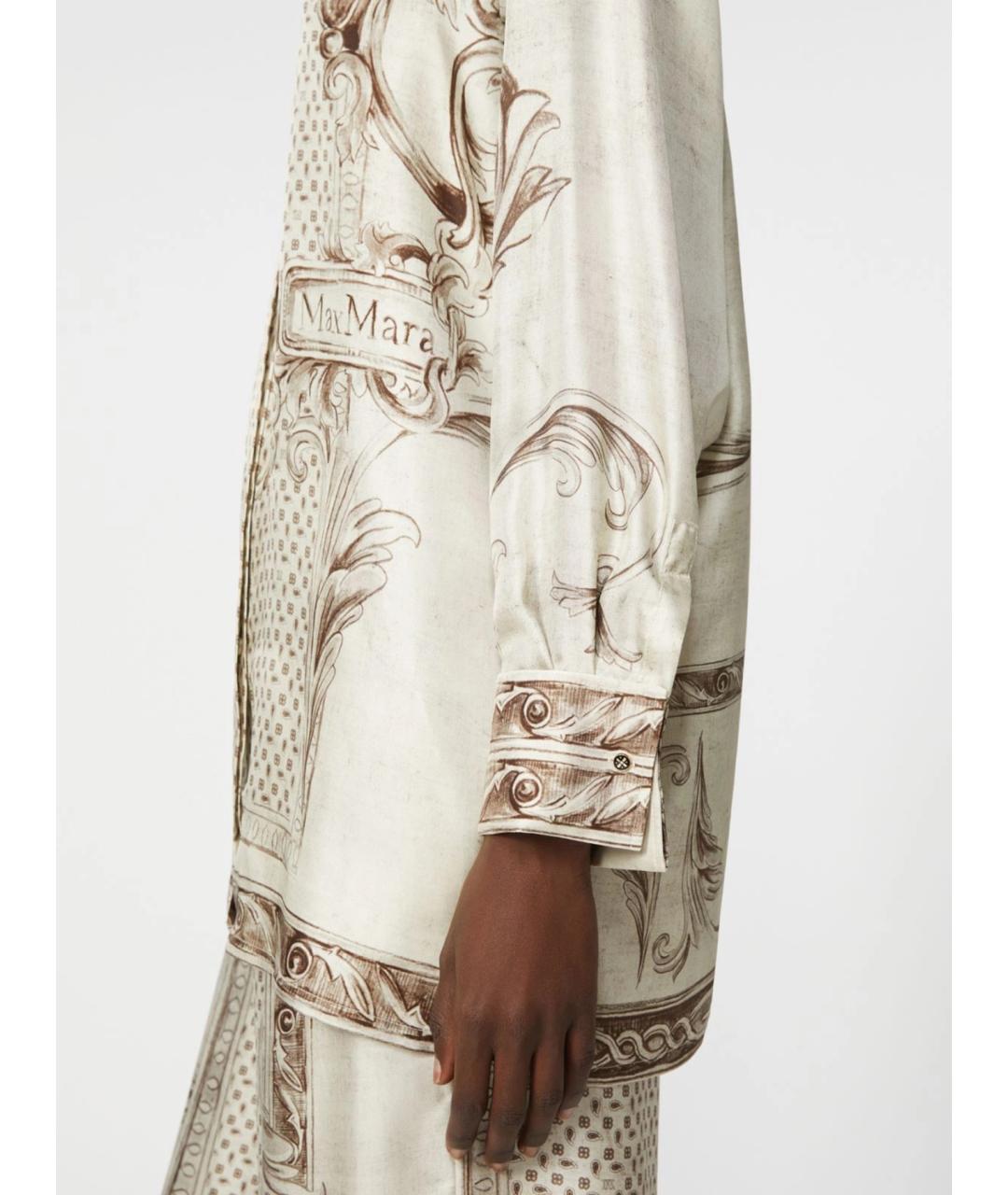 MAX MARA Бежевая шелковая рубашка, фото 5