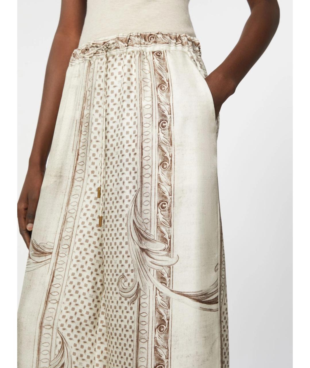 MAX MARA Бежевые шелковые брюки широкие, фото 5