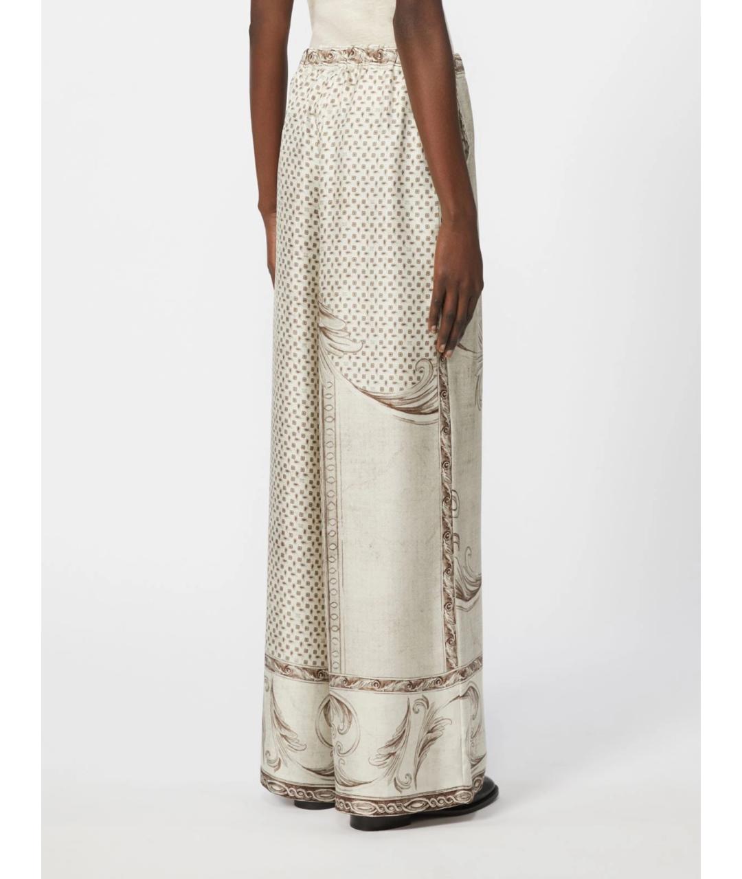 MAX MARA Бежевые шелковые брюки широкие, фото 4