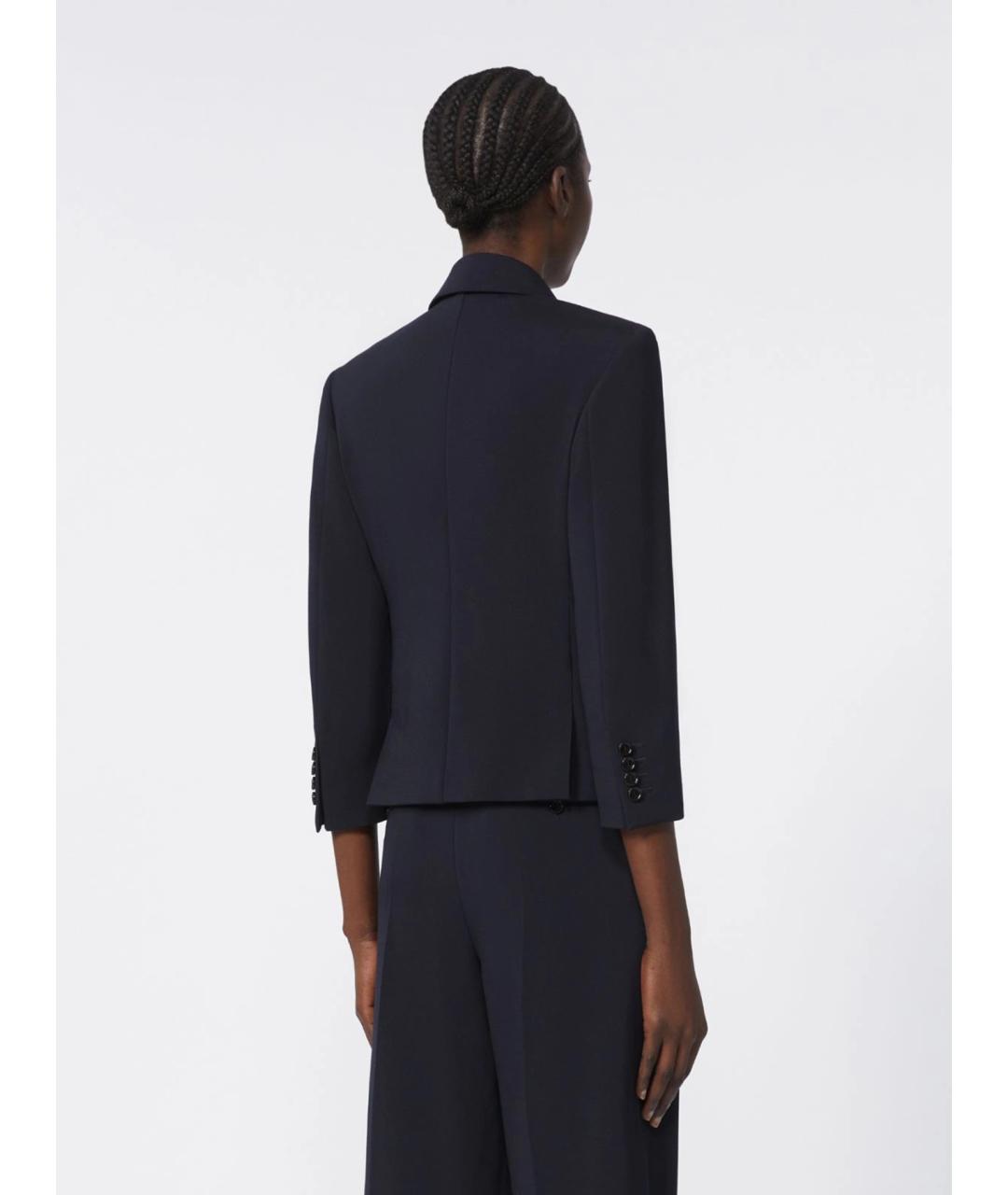 MAX MARA Темно-синий шерстяной жакет/пиджак, фото 4