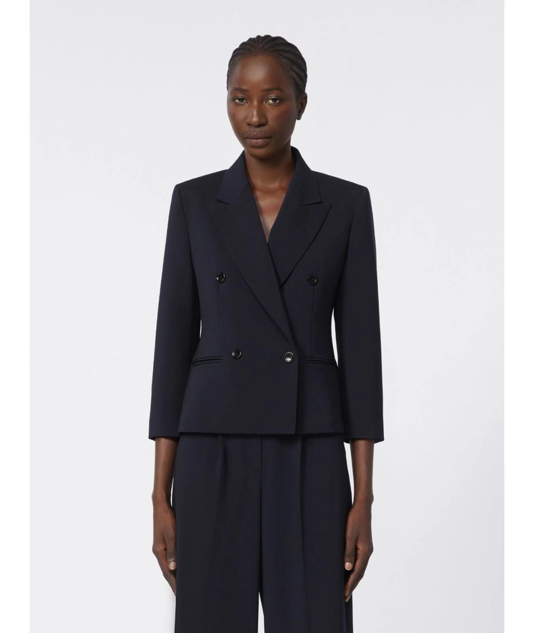 MAX MARA Темно-синий шерстяной жакет/пиджак, фото 3