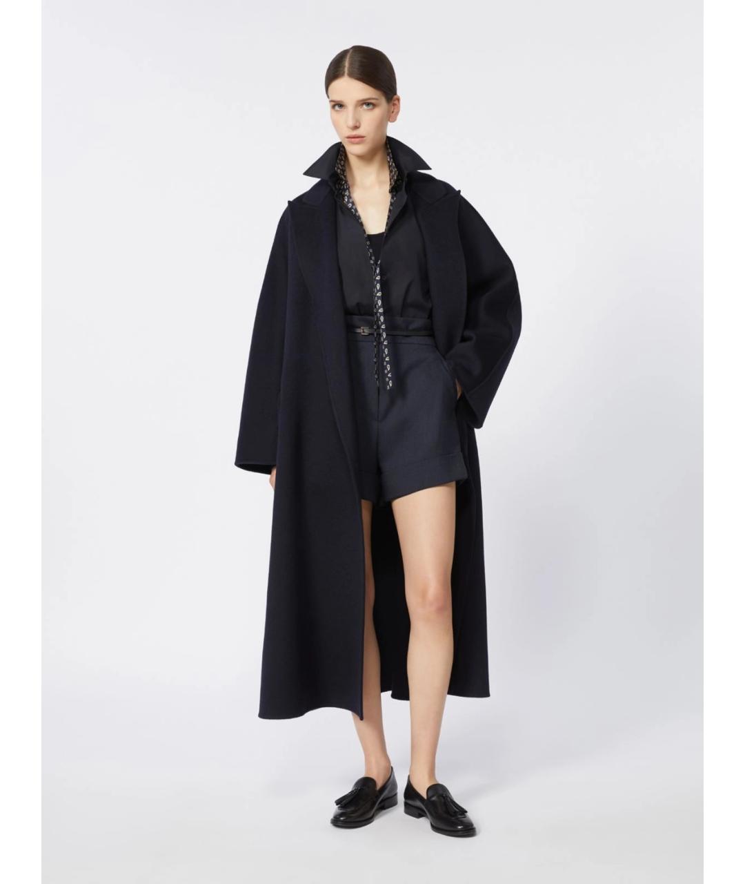 MAX MARA Темно-синее кашемировое пальто, фото 2