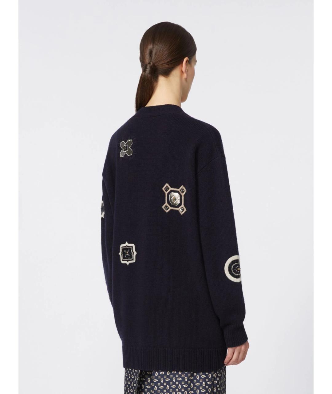 MAX MARA Темно-синий шерстяной кардиган, фото 4