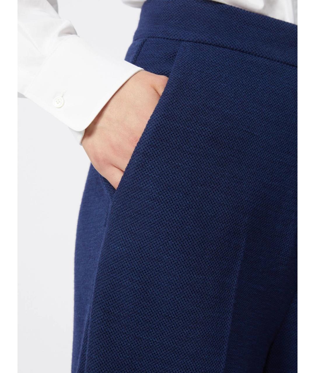 MAX MARA Синие шерстяные брюки широкие, фото 5