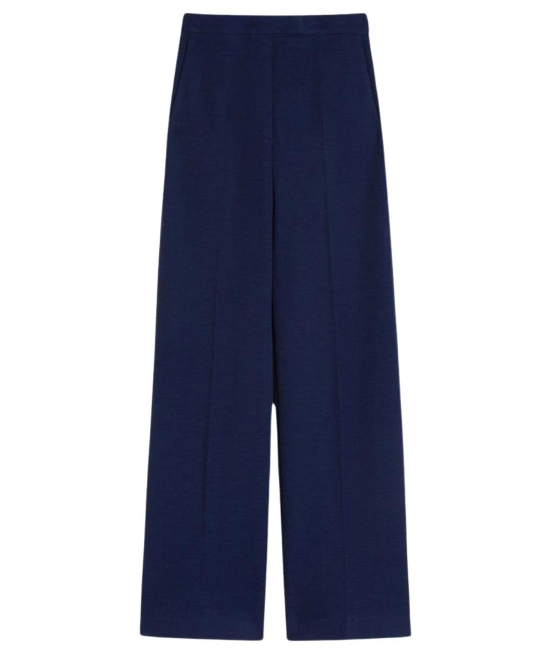 MAX MARA Синие шерстяные брюки широкие, фото 1