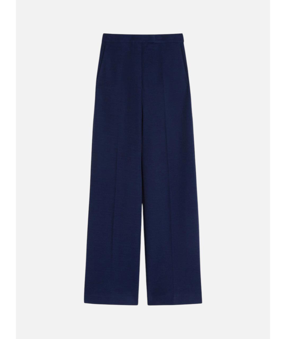 MAX MARA Синие шерстяные брюки широкие, фото 6