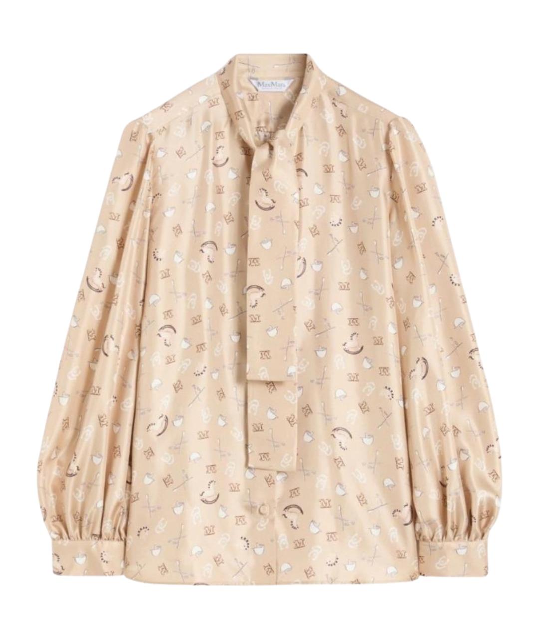 MAX MARA Бежевая шелковая рубашка, фото 1