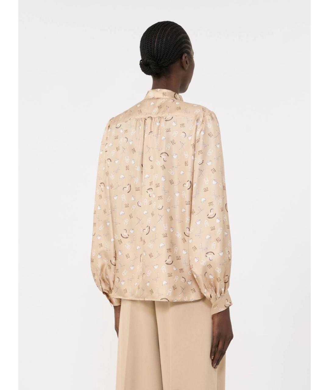 MAX MARA Бежевая шелковая рубашка, фото 4