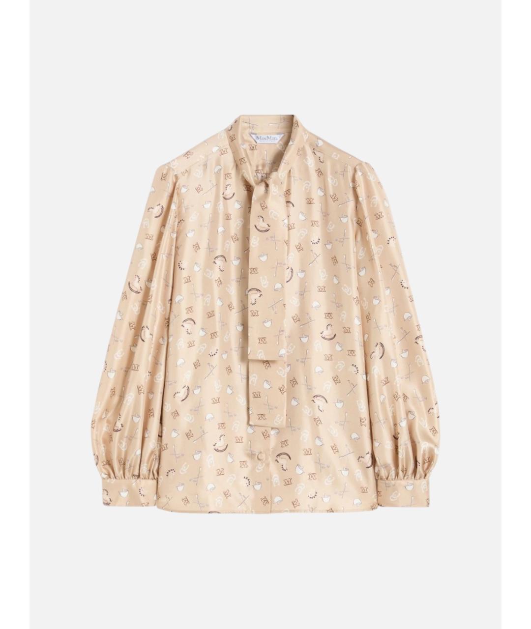 MAX MARA Бежевая шелковая рубашка, фото 6