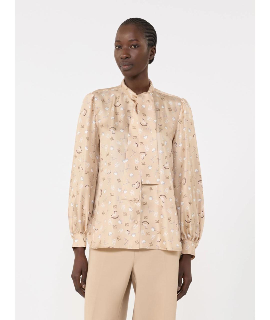 MAX MARA Бежевая шелковая рубашка, фото 3