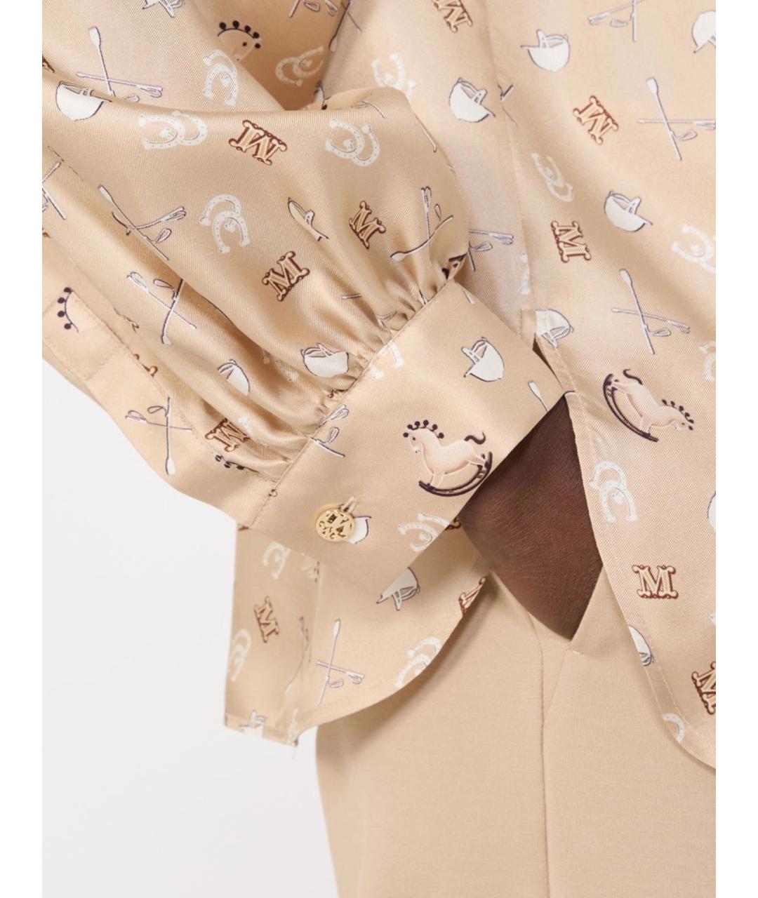 MAX MARA Бежевая шелковая рубашка, фото 5