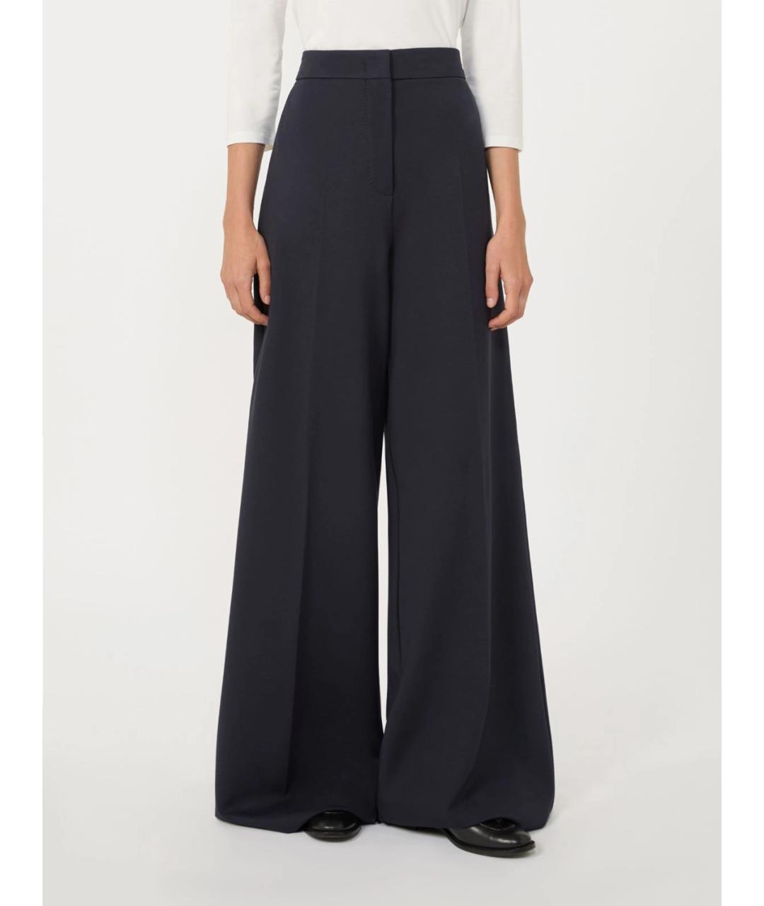 MAX MARA Черные вискозные брюки широкие, фото 3