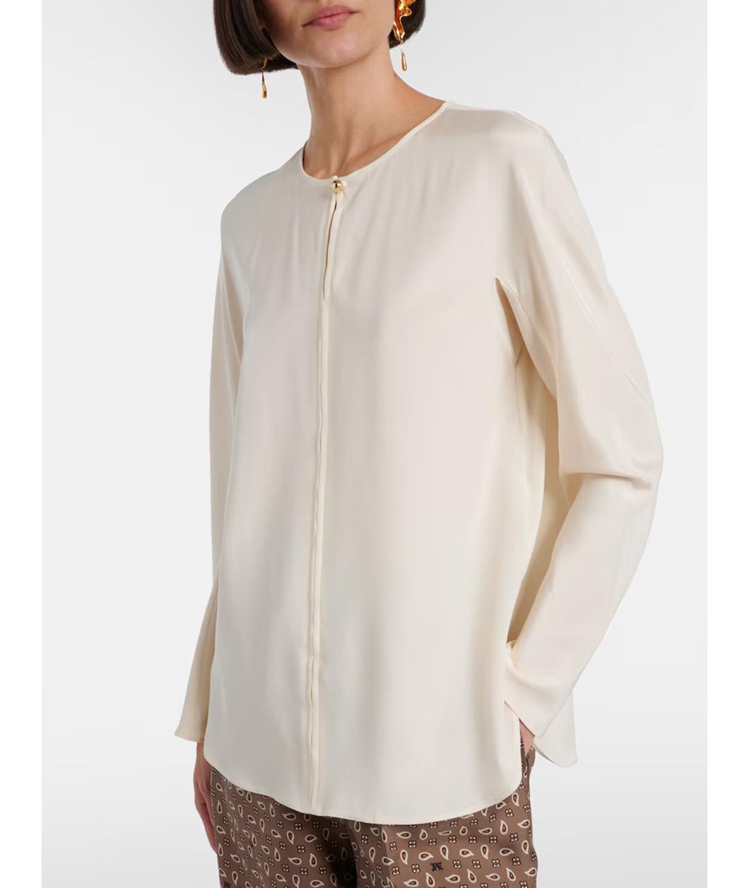 MAX MARA Белая шелковая блузы, фото 2