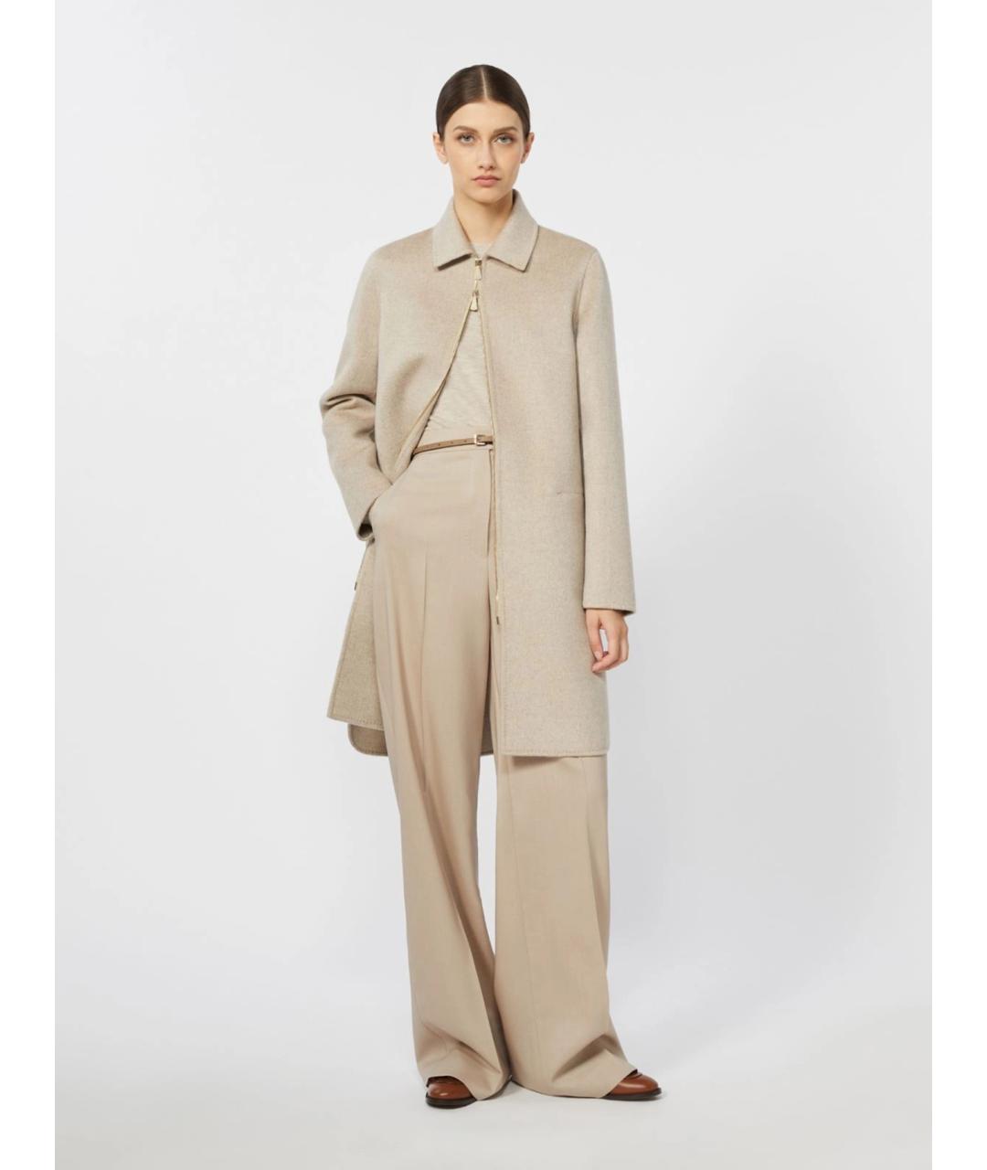 MAX MARA Бежевые шерстяные брюки широкие, фото 2
