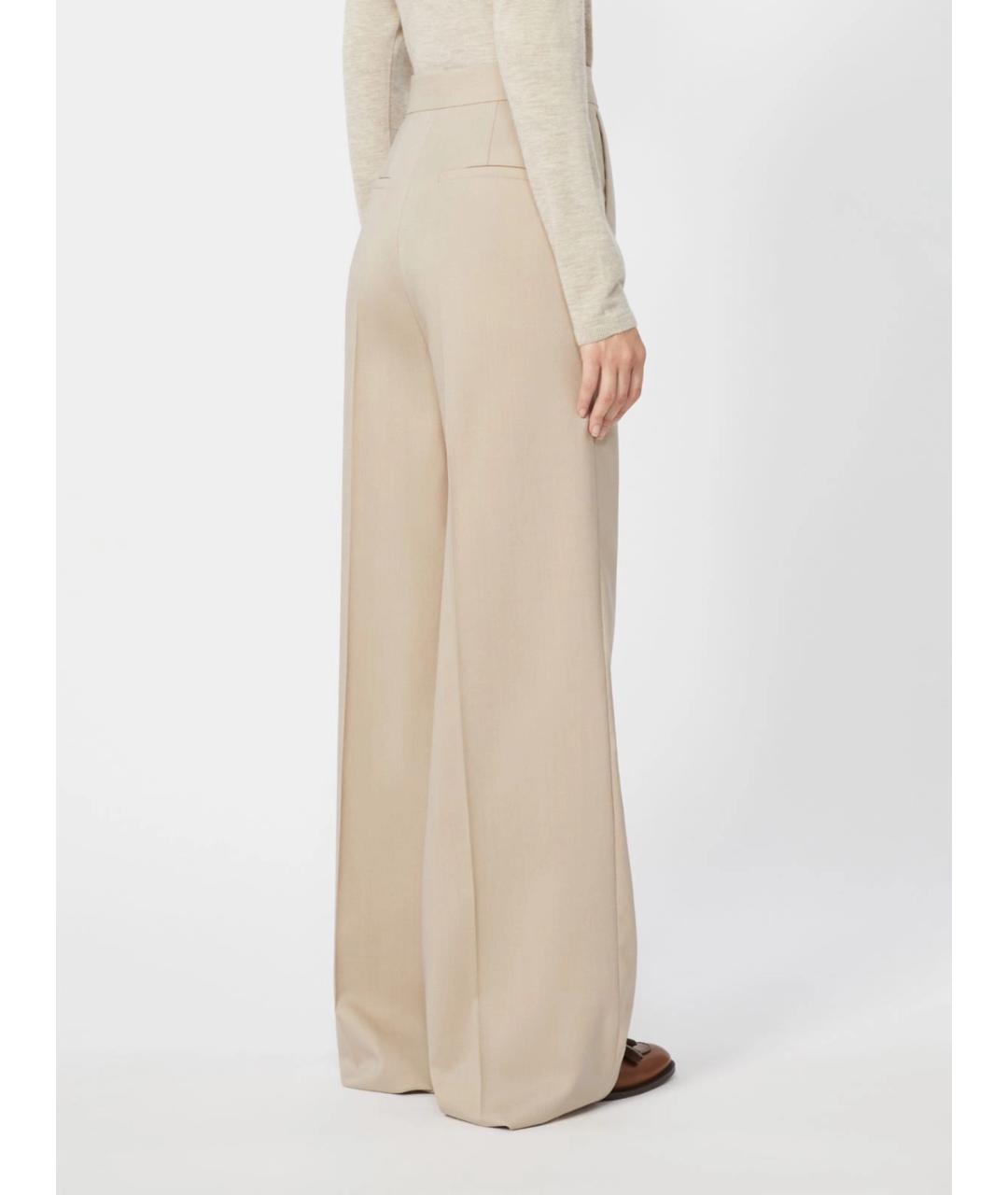 MAX MARA Бежевые шерстяные брюки широкие, фото 4
