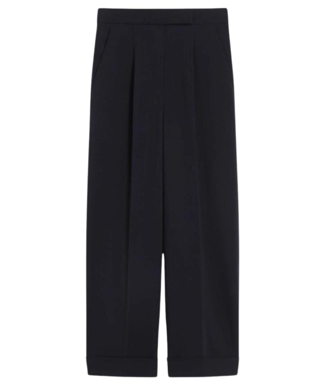MAX MARA Черные шерстяные прямые брюки, фото 1
