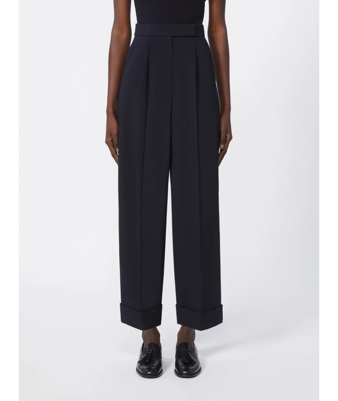 MAX MARA Черные шерстяные прямые брюки, фото 3