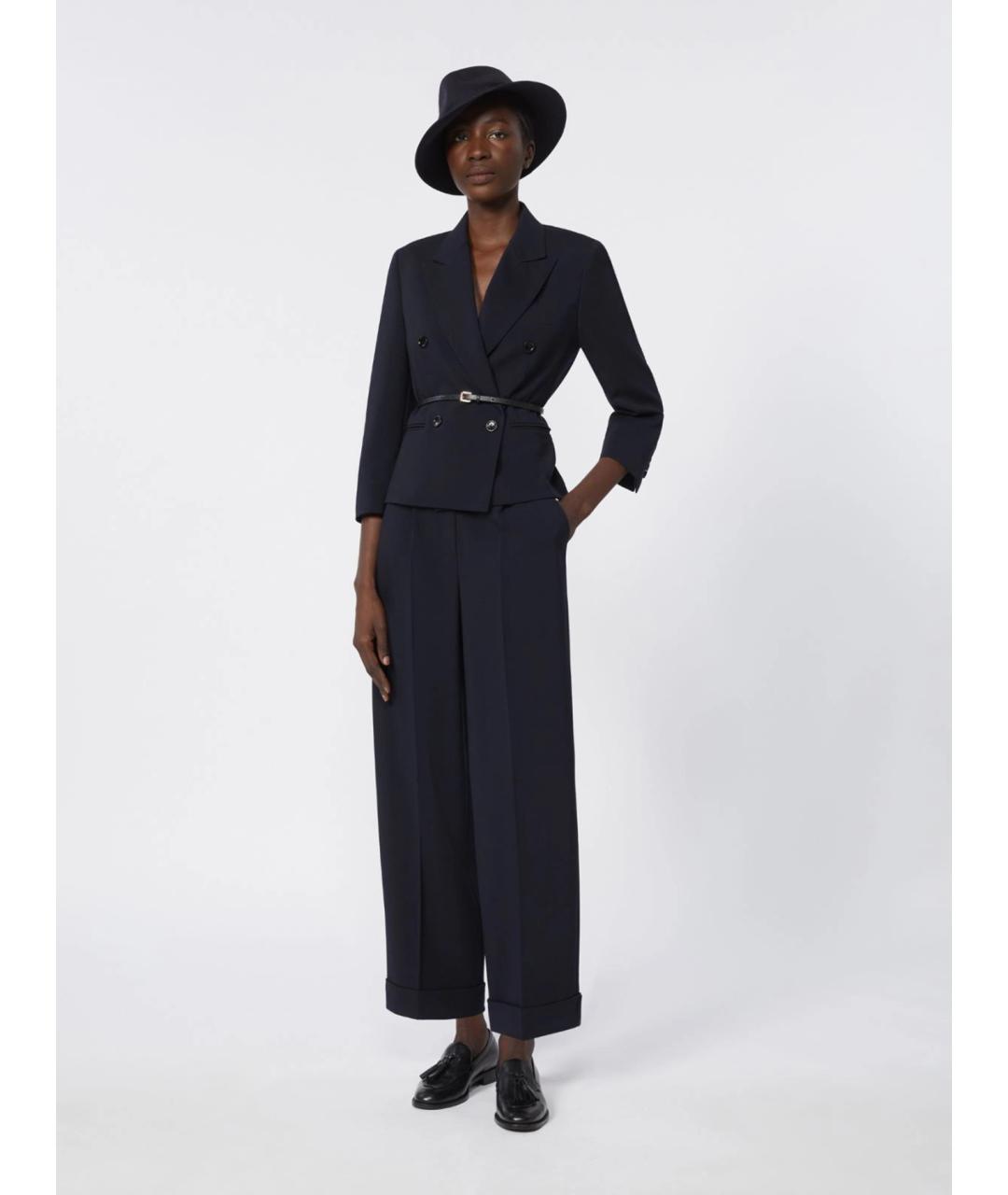 MAX MARA Черные шерстяные прямые брюки, фото 2