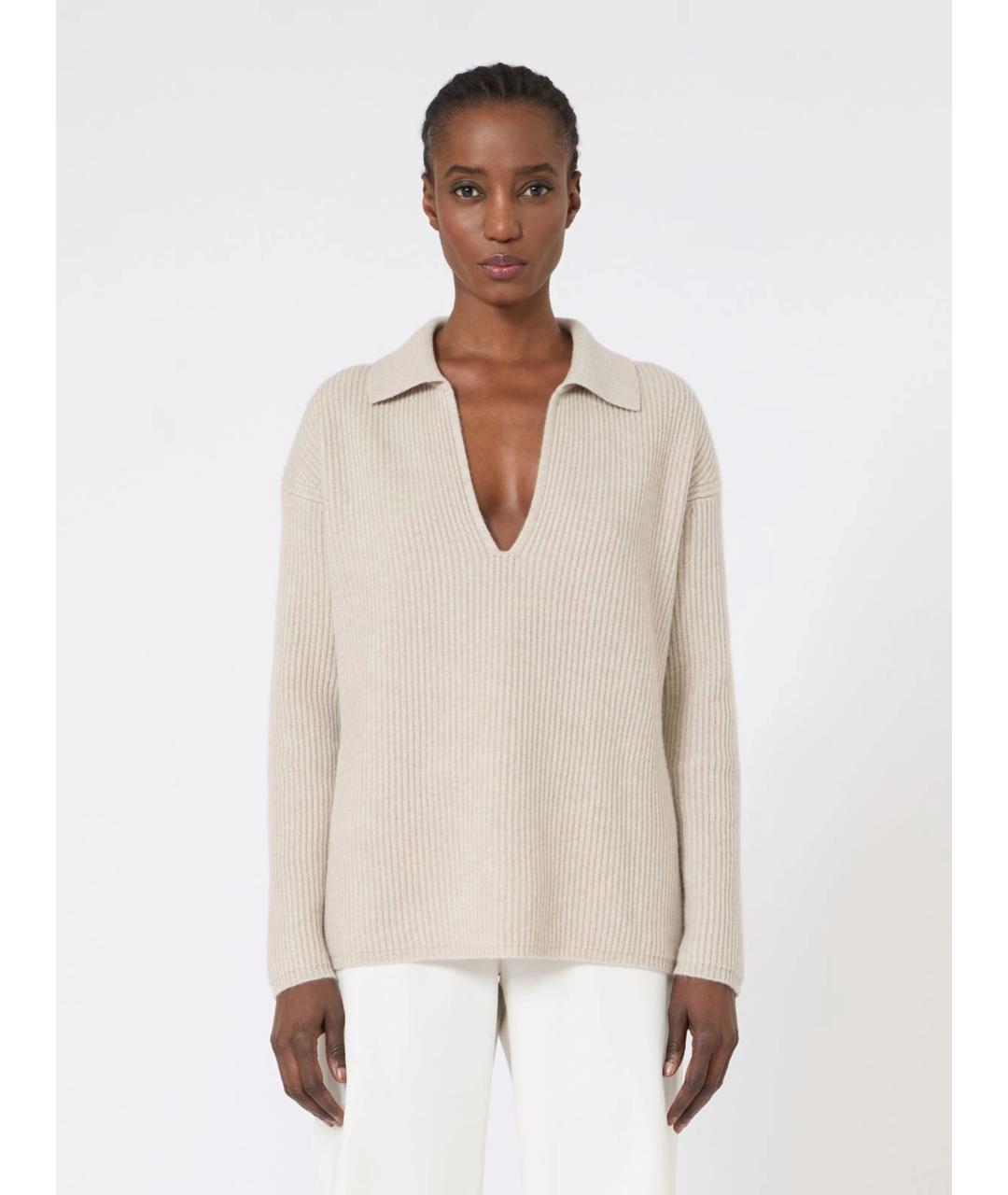 MAX MARA Бежевый кашемировый джемпер / свитер, фото 3