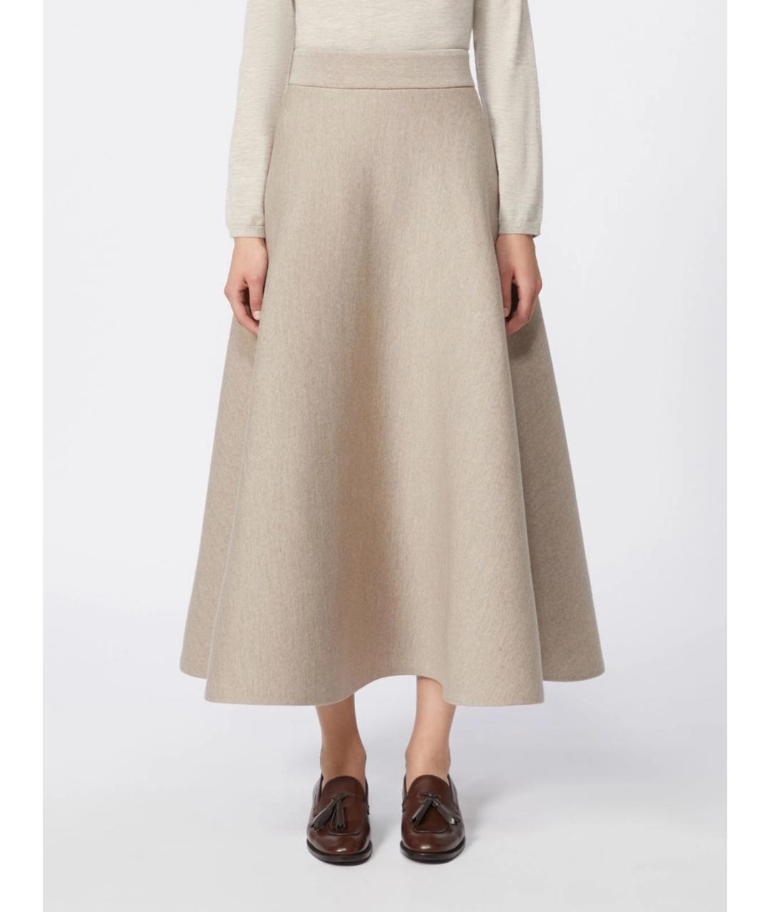 MAX MARA Бежевая полиэстеровая юбка миди, фото 3